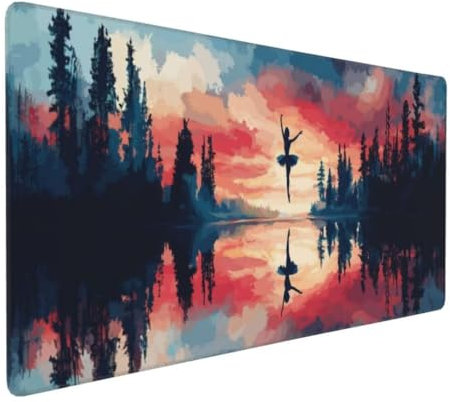 Tapis de Souris Lac Forêt Tapis de Souris XXL 1200x600x3mm, Imperméable Tapis de Souris XXL Tapis Souris Mouse Pad, Base Atidérapante, Haute Précision et Vitesse pour Gamer, Deco Bureau Femmes Cadeaux