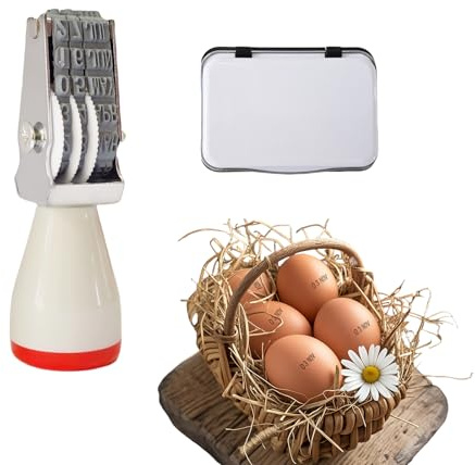 Aunewrick Egg Date Stamp Kit with Ink Pad, Month and Day Stamper for Farm Fresh Eggs Chicken Duck Turkey Goose Poultry Eggs