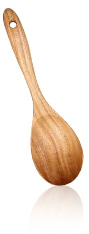 Cuchara de madera, Cuchara de Cocina de Madera, Cucharones de Cocina Bambú Puro Madera Natural, Cuchara de Madera de Mango Largo, Cucharas de Sopa de Madera para Cocinar y Agitar