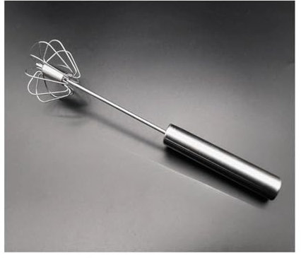 Frullino for le uova semiautomatico for uso domestico, piccolo frullino for le uova in acciaio inossidabile, selezione delle dimensioni: 25,2 cm/30 cm/35,5 cm, strumento for frusta manuale(Silver long