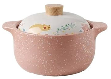BOJHGO Cocotte Casseruola in Ceramica Pentola for zuppa in Ceramica Carina casseruola Rosa Utensili for pentole Pentola in Argilla Forniture for Cucina for la casa(1PCS Pot 1L)