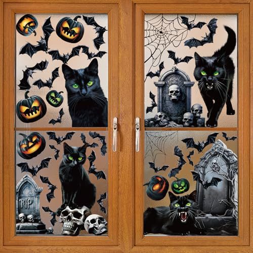 LOMIMOS 8 immagini per finestre di Halloween, adesivi statici, riutilizzabili, per decorazioni di Halloween e feste horror