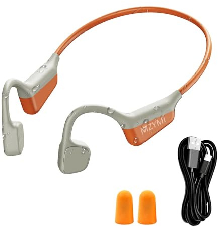 MZYMI Cuffie wireless i18PRO a conduzione ossea senza fili, auricolari aperti, indolore, impermeabili, Bluetooth5.4, cuffie HiFi per sport, corsa, palestra, escursionismo, ciclismo (arancione)