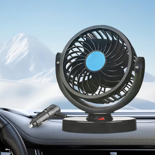 KQWVZ Ventilateur De Voiture, 12V Petit Ventilateur De Véhicule Portable avec Prise Allume-Cigare, Rotation à 360°, VentilateurVoiture avec 2 Vitesses, VentilatorAuto pour SUV, RV, Véhicules