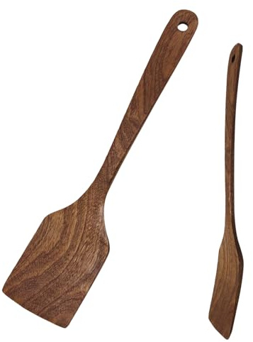 Spatule de cuisine en teck – Spatule de cuisine en bois, agitateur lisse pour ustensiles de cuisine | Cuillère à frire antiadhésive résistante à la chaleur Ustensile plat pour cuisinier, cuisson