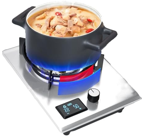 Cuisinière À Gaz 1 Feu, Cuisinière À Gaz En Acier Inoxydable, Plaque De Cuisson À Gaz 1 Feu, Minuterie À Feu Élevé À Neuf Cavités, Avec Protection Anti-extinction(NG)