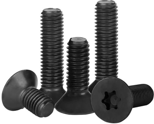GZSYWZ 10 Stück Senkkopfschrauben Torx Schwarz M5 x 12mm Edelstahl A2 V2A Senkkopf Schrauben Torx Maschinenschrauben Flachkopfschrauben für Maschinenausrüstung und Wohnmöbel