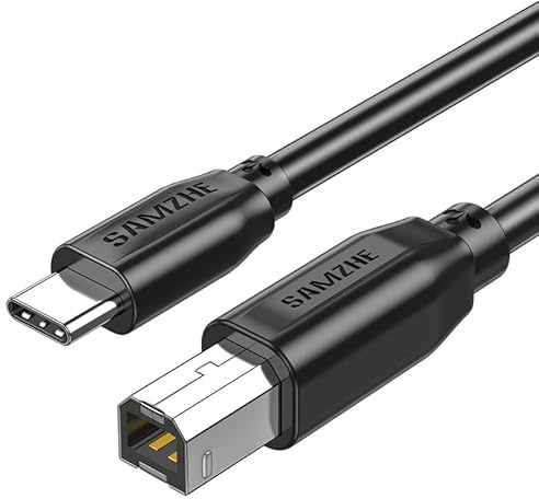 SAMZHE USB B to USB C Printer Cable 6.6 FT, Type B to Type C Cable for MacBook Pro/Air, MIDI Cable Compatible with MIDI Keyboard/DJ Controller/DAC/Yamaha Casio Digital Piano for iPad
