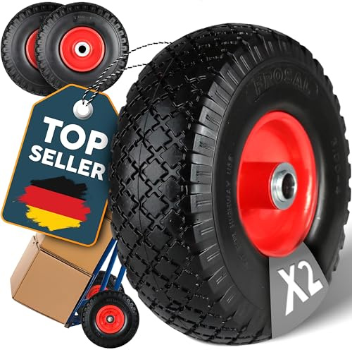 FROSAL Ersatzrad 260×80 mm – 2 Stück – pannensicheres PU-Rad mit Stahlfelge – zentrische Nabe Ø20×75 mm – für Bollerwagen, Sackkarre & Transportkarre – wartungsfrei & langlebig