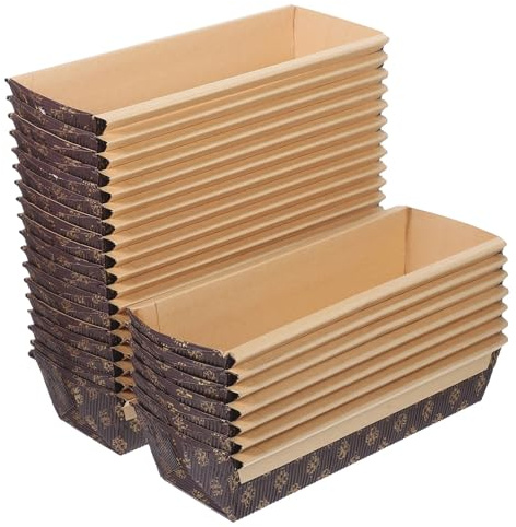 COLLBATH 50 Piezas Unidades Moldes de Papel Rectangular para Hornear Pan Desechables Resistentes al Horno Aptos Microondas para Pequeñas Tostadas Caseras