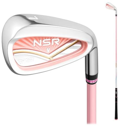 Mazza da golf da donna in ferro singolo #7, pratica professionale per loft di grado L, 32 gradi RH testa in acciaio inox al carbonio (con albero in carbonio, rosa)