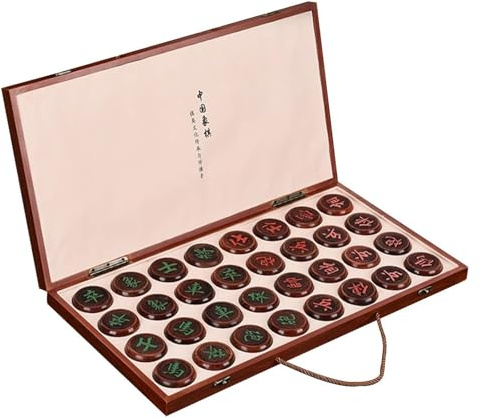 Chinese Chess Set for 2 Players, Portable Foldable Xiangqi Board Game, Durable Rosewood and Beechwood, Ideal for Strategy Lovers