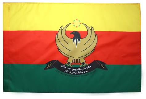 AZ FLAG Flagge Rojava 90x60 cm Fahne Kurden Polyester 100D Hohlsaum | Für innen und außen dekorative Flagge doppelte Nähte und verstärkte Kanten mit Masttunnel 100D Polyester