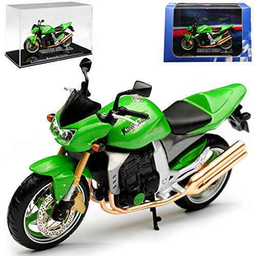 Atlas Kawasaki Z1000 Grün mit Sockel und Vitrine 1/24 Modell Motorrad mit individiuellem Wunschkennzeichen
