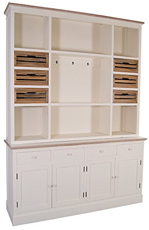 Schrankwand Neapel Buffet Holz 6 Kisten 4 Schubladen Vintage Look weiÃŸ