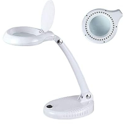 Outletdelocio Lupa de Sobremesa 3 aumentos, 8 aumentos bifocal, 40 leds, 101 mm, 550 lux, 20000 horas de vida útil