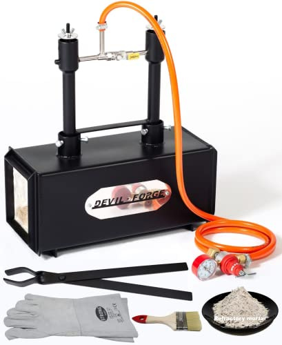 DEVIL-FORGE Gas Schmiedeofen DFPROF2 Gasesse, Gas Schmiede, 2 Brenner DFP (160.000 BTU) verwende 1 oder 2, Gaskugelhahn, Luftdrossel, 1370°C, Schmied, Hufschmiede, Messermacher, Gas Propan Forge