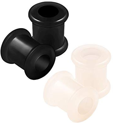 KJM Fashion 4 Stk Silikon Schwarz Hautfarbe 8mm 0 Gauge Fleischtunnel Tunnel Ear Plug Ohren Stecker Dehnstab Ringe Eyelet Piercing Schmuck 2771