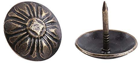 Spik tapetserare, 100 st vintage klädsel naglar, möbler blandade naglar kit soffa sko hållare dekorativa antika tapet vägglöss (16 x 15 mm)
