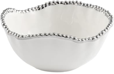 Pampa Bay Salerno - Ensaladera Mediana Porcelana (Blanco y Plateado)