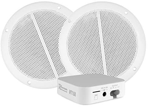 Power Dynamics WT10SET Kit completo modulo ricevitore WiFi amplificato + 2 altoparlanti da soffitto resistenti all'umidità.