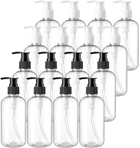 Bekith 16 Stück Kunststoff Seifenspender 240ml Pumpspender aus Kunststoff Leerflasche Flüssigseifenspender Nachfüllbarer Behälter für Shampoo Handseife Duschgel Kochsoßen Lotionen