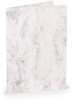 PAPERADO 200 Faltkarten DIN A6 - Grau Marmora Marmor Weiß - 10,5 x 14,8 cm - 220 g/m² - Doppelkarte Klappkarte Einladungskarte
