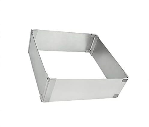 TANCUDER Telaio da Forno Rettangolare Regolabile Inox Stampo Rettangolare Allungabile per Mousse Inox Anello per Torta Rettangolare Regolabile per Torte Fai da Te, Mousse (15 * 15cm - 28 * 28cm)