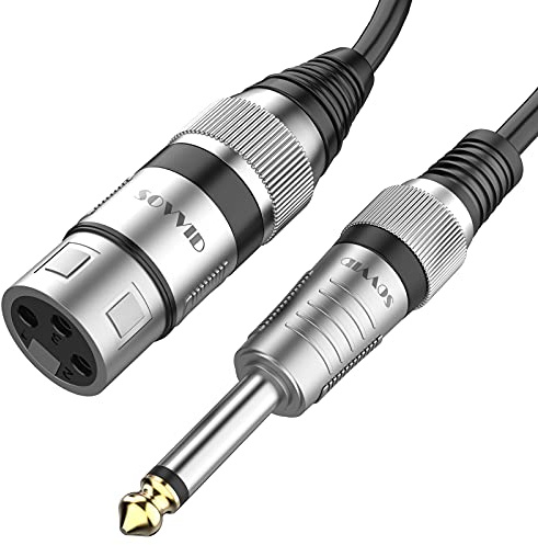 Sovvid 3FT XLR Female to 1/4 inch 6.35mm TS Mono Jack Unbalanced Microphone Cable Cord Wire, Quarter inch TS Female Mic Cord for Dynamic Microphone