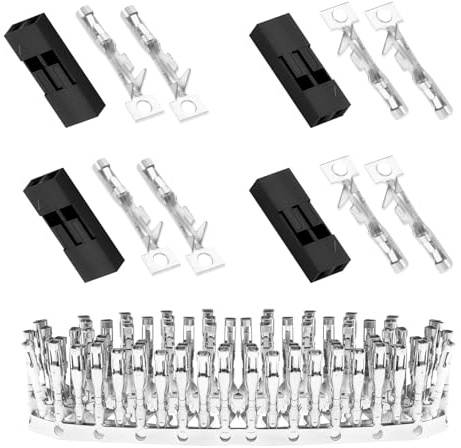 pzsmocn 50Juegos/150Piezas para Dupont 2.54mm 2Pin Hembra Carcasa Negro | Juegos Terminal Crimpado, Paso Cable Kit Hilo Presa, Conector Accesorios, Adaptador Encabezamiento, Enchufe Pasador Conexión