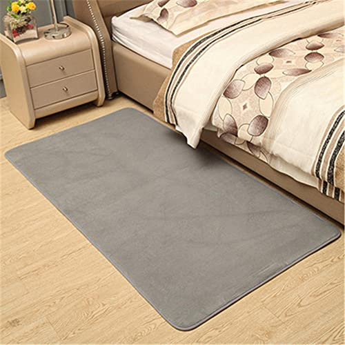 Alfombra de Terciopelo Coral Grueso de Color sólido Calidad Ceniza ahumada Suave Lavable Antideslizante Grande Rugs Minimalista Moderna Sala De Estar Dormitorio Tatami Gateando Estera -100×200cm