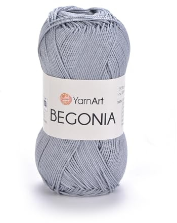 YarnArt Begonia 100% Cotton, Pure Premium Soft Cotton for Knitting Crochet and Amigurumi, shiny colors 1.76 Oz (50g) / 185 Yrds (169m) (5326)