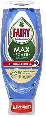 Fairy Spülmittel Max Power Antibakteriell, effektive Formel für sauberes Geschirr und Fettlösekraft bei fettigsten Töpfen und Pfannen, Flasche mit Auslaufschutz, 660ml
