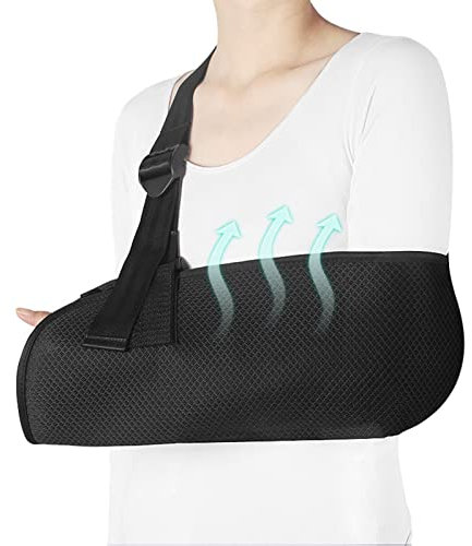 Armschlinge Schulter - Leichte Medizinische Schlinge Für Gebrochene Knochen, Verstellbar, Atmungsaktiv Und Leicht, Rechte/Linke Unterstützung Für Männer Und Frauen (Schwarz,XS)