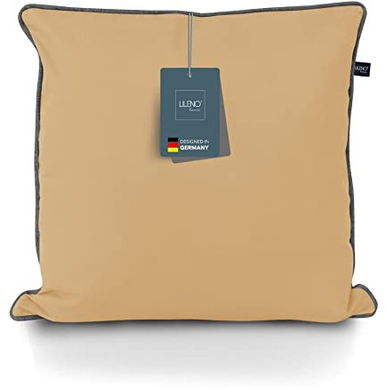 LILENO HOME 2er Set Kissenbezug 60x60 cm [Taupe + Keder Grau] - super weiche Kissenhülle [ohne Füllkissen] - Kissenbezug mit Reißverschluss für Drinnen & Draußen Kissen - Capri