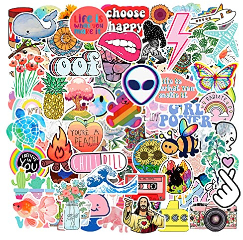 100PCS Cute Stickers for Water Bottles, Assorted Funny Vsco Aesthetic Stickers Packs, Vinyl Waterproof Decals for Computer Skateboard Luggage Laptop, Perfect Presents for Kids, Teens, Adults