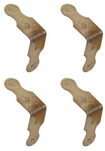 TEHAUX 4stücke Eckenschutzleiste Aus Messing Im Antik-Stil Für Möbelkanten Türgriffe Und Holzkisten Rostfrei Und Robust Mit Glatten Kanten Und Einfacher Montage