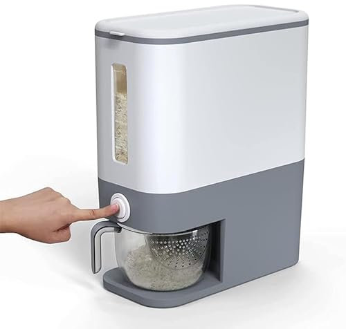 Taylor & Brown Rice Dispenser Container 10KG - Cereal Containers Storage with Measuring Cup, Sealed Moisture Proof Rice Bucket - Dry Food Grain Flour Soybean for Kitchen Pantry Household, BPA-Free