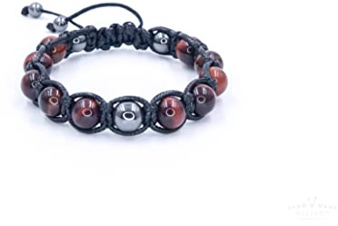Edelstein Herren Armband | Armband für Männer mit Edelsteinen | Makramee Bracelet | Tigerauge Hämatit | Geschenk für Mann | Handgemacht
