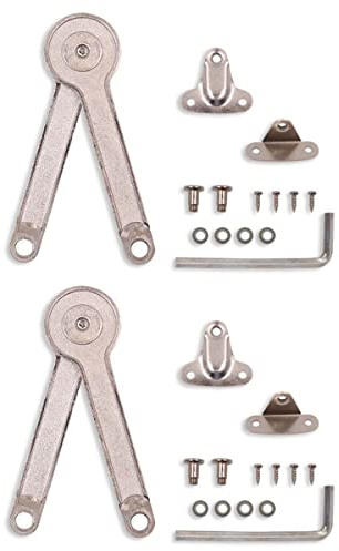 ANCLLO Lot de 2 charnières de support de couvercle à fermeture douce avec vis pour porte de cuisine, armoire, armoire, armoire, coffre à jouets, levage