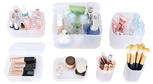 OCHEAL Makeup Organizer Case Set: Stackable Clear Vanity Storage - Multi-size Holder for Makeup, Jewelry, Toiletries
