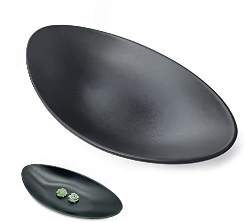 OHYER Ovale Contenitore Vassoio Decorativo Organizzatore di Gioielli in Resina Portagioie Vassoio Svuotatasche Nero Ingresso Chiave Piatto Portagioie per Orologi Chiavi Monete Anelli Frutta Ovale (B)