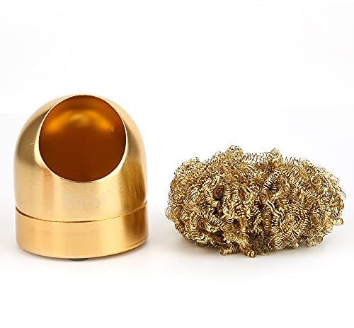 Lötpistolen-Spitzenreiniger, Drahtkugel, Lötkolben-Reinigungskugelhalter, Basisständer, Lötkolben-Reinigungsset, Reinigungszubehör(Gold)