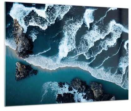 Cuadro sobre Vidrio 70x50cm Moderno Horizontal Paisajes Marino - 6004 | Acantilado Mar Naturaleza Cuadro Decorativo Arte mural Dormitorio Cuadros de Pared Impresión en Cristal Glasprint ARTTOR