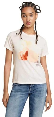 G-STAR RAW Abstrakt Water Color Print R T Wmn T-shirt, grå (Lt Chalk D24643-4107-1284), L för kvinnor, Grå (Lt Chalk D24643-4107-1284), L