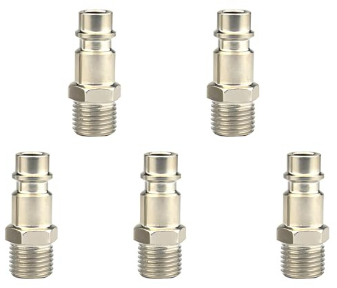 5-Piece Male Thread Air Line Connectors, Durable Pneumatic Fittings for Compressors and Hoses, Secure Couplers for Efficient Airflow