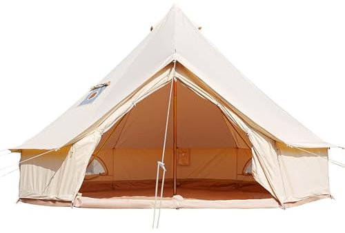 VANFOND Segeltuch-Glockenzelt, Jurtenzelt mit Herdwagenheber, wasserdichtes und atmungsaktives Wandzelt, Glamping-Zelt, abnehmbare Bodenplane für Campingparty