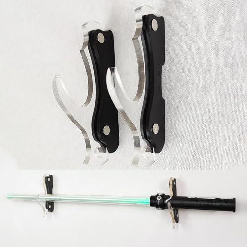 Katana Halterung Massivholz & Acryl Lichtschwert Schwert Wandhalterung, Universal-Samurai-Anzeigenhalter, Klarer Samurai-Schwert-Aufhänger, Vertikaler Waffenständer ( Color : Black , Size : 1-tier 13.