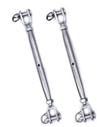 2Pcs 316 Stainless steel turnbuckle rigging screw jaw closed body M5 M6 M8 tension adjuster A4 marine grade (M5)