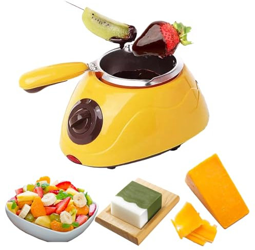 PLABNK Mini Fondue para Derretir Chocolate, Mango Largo/fácil Agarre, Molde De Bricolaje, Uso Sin Agregar Agua, Fácil De Operar, Máquina Más Caliente,Yellow